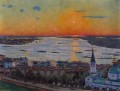 ヴォルガ ニジニ ノヴゴロドの夕日 1911 コンスタンティン ユオン川の風景